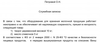 Act of write-off of material assets 2020
