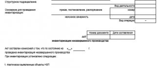 бланк акта инвентаризации НЗП