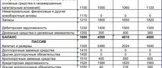 Balance sheet (form No. 1)