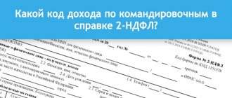 Код дохода командировки в справке 2-НДФЛ