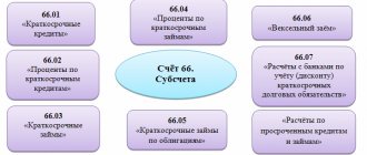 Main subaccounts of account 66 of accounting