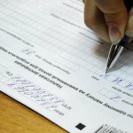 filling out a tax return