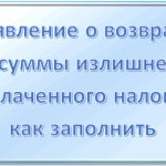 Заявление о возврате суммы излишне уплаченного налога: пример заполнения нового бланка на 2019 год