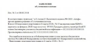 заявление об уточнении платежа